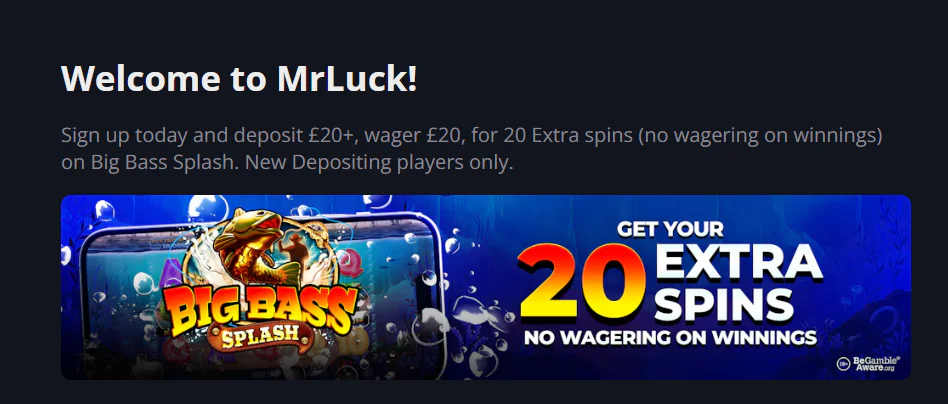 welcome offer is tied to Big Bass Splash